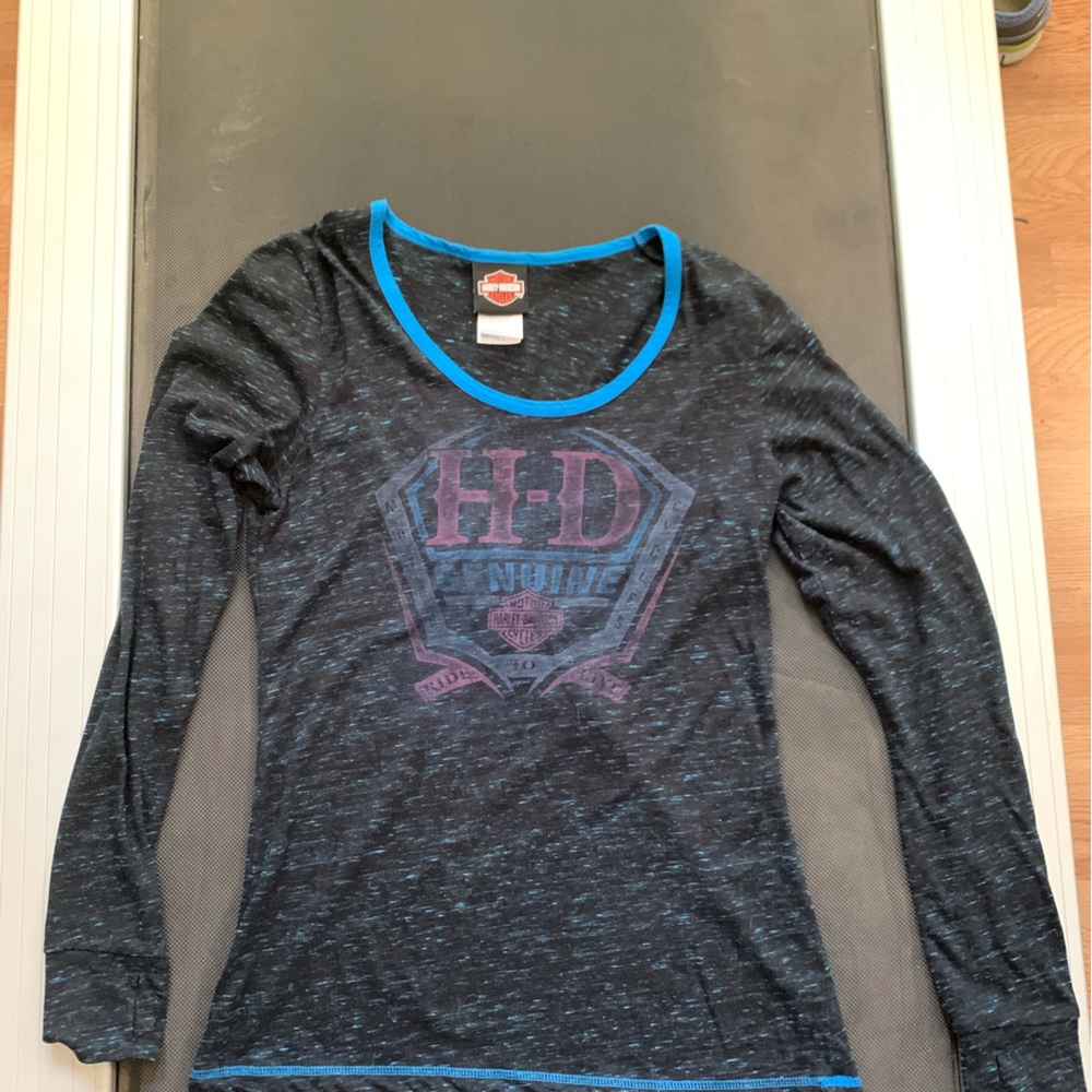 Harley-Davidson Black Shirt with Blue Accents